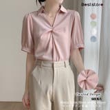 ピンク | トップス半袖ブラウス マットサテン ブラウス | Beststore