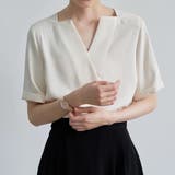 ライトベージュ | キーネック 半袖 シャツブラウス | Beststore