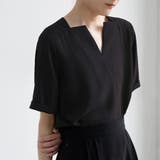 ブラック | キーネック 半袖 シャツブラウス | Beststore
