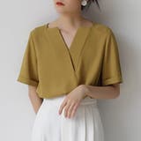 マスタードイエロ | キーネック 半袖 シャツブラウス | Beststore