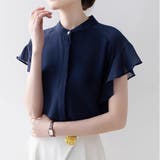 ふんわり シフォンブラウス フリル袖 バンドカラー 半袖 前開き 薄手 | Beststore | 詳細画像10 