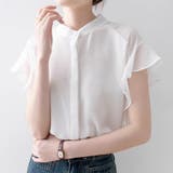 ふんわり シフォンブラウス フリル袖 バンドカラー 半袖 前開き 薄手 | Beststore | 詳細画像30 