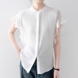 ふんわり シフォンブラウス フリル袖 バンドカラー 半袖 前開き 薄手 | Beststore | 詳細画像32 