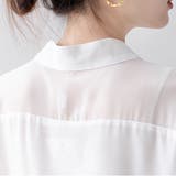 ふんわり シフォンブラウス フリル袖 バンドカラー 半袖 前開き 薄手 | Beststore | 詳細画像37 