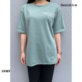 スモーキーアクア | バックプリントTシャツロゴプリントTシャ ゆったり 韓国ファッションオーバーサイズ | Beststore