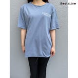 サックスブルー | バックプリントTシャツロゴプリントTシャ ゆったり 韓国ファッションオーバーサイズ | Beststore