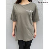 モスグリーン | バックプリントTシャツロゴプリントTシャ ゆったり 韓国ファッションオーバーサイズ | Beststore