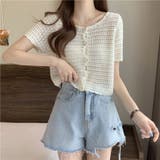 フレンチレトロ 抜き襟 透かし編みニットカーディガン | Beststore | 詳細画像9 