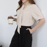 【洗練された大人の気品】ゴールドメタルアクセント Vネック ボウタイ風シフォンブ… | Beststore | 詳細画像10