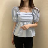 パフスリーブ＆スクエアネック フロントプリーツ ペプラムブラウス | Beststore | 詳細画像12 