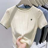 ハート刺繍 配色サマーニットトップス 半袖 | Beststore | 詳細画像9 
