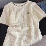 ハート刺繍 配色サマーニットトップス 半袖 | Beststore | 詳細画像13 