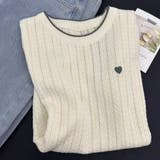 ハート刺繍 配色サマーニットトップス 半袖 | Beststore | 詳細画像14 