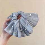 パール付き シフォンボリュームフリルシュシュ ヘアアクセサリー | Beststore | 詳細画像9 