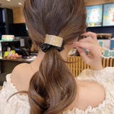 ブラック | メタルバックル付サテンシュシュ ヘアゴム ニュアンスゴールド ヘアアクセサリー | Beststore
