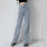 ライトブルー | ストレートデニム ウエストレイヤード風 デニムパンツ | Beststore