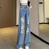 ダメージデニム ワイドパンツ 加工脚長 | Beststore | 詳細画像1
