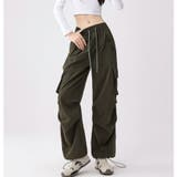 カーキ | 【全6色】ハイウエスト & ワイドシルエット ドローストリング カーゴパンツ | Beststore