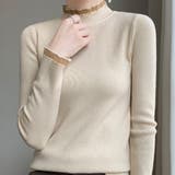 ベージュ | ハイネックニットトップス ハイネックセーター カットソー | Beststore