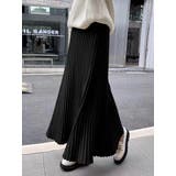 ブラック | ニットプリーツ ロングスカート | Bifrost