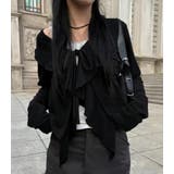 ブラック | フリル ラップカーディガン | Bifrost