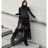 ブラック | レイヤード フリル サロペットワンピース | Bifrost