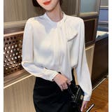 ベージュ | エレガント ボウタイ ブラウス | Bifrost