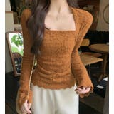 オレンジ | ソフトタッチ スクエアネック トップス | Bifrost