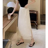 ベージュ | ドットプリント ロングスカート | Bifrost