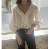 ホワイト | 透け感 フリル クロップド ブラウス | Bifrost