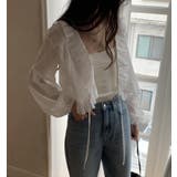 透け感 フリル クロップド ブラウス | Bifrost | 詳細画像2 