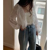 透け感 フリル クロップド ブラウス | Bifrost | 詳細画像4 