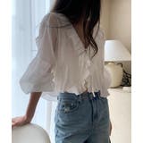 透け感 フリル クロップド ブラウス | Bifrost | 詳細画像5 