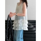 フレンチ アシメフリル ノースリーブ トップス | Bifrost | 詳細画像1 