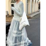 ホワイト | シアーチュール キャミ レース ロングワンピース | Bifrost