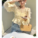 イエロー | フリルスリーブ シャーリング ブラウス | Bifrost