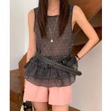 ブラック | シアー ドット レイヤード キャミソール | Bifrost