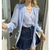 ブルー | ボウタイ ドット シアーブラウス | Bifrost