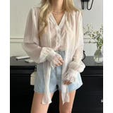 ホワイト | ボウタイ ドット シアーブラウス | Bifrost