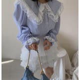 ビッグカラー レース ストライプ ブラウス | Bifrost | 詳細画像4 