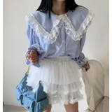 ビッグカラー レース ストライプ ブラウス | Bifrost | 詳細画像5 