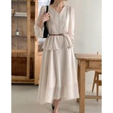 V ネック ペプラム ロングワンピース ベルト付き | Bifrost | 詳細画像1 