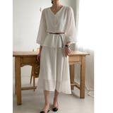 V ネック ペプラム ロングワンピース ベルト付き | Bifrost | 詳細画像3 