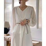 V ネック ペプラム ロングワンピース ベルト付き | Bifrost | 詳細画像5 