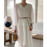 V ネック ペプラム ロングワンピース ベルト付き | Bifrost | 詳細画像6 