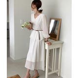 V ネック ペプラム ロングワンピース ベルト付き | Bifrost | 詳細画像7 