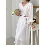 V ネック ペプラム ロングワンピース ベルト付き | Bifrost | 詳細画像8 