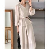 V ネック ペプラム ロングワンピース ベルト付き | Bifrost | 詳細画像15 