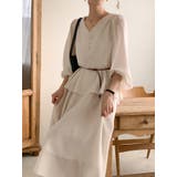 V ネック ペプラム ロングワンピース ベルト付き | Bifrost | 詳細画像17 