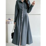 グレー | ピンストライプ ロングシャツワンピース | Bifrost